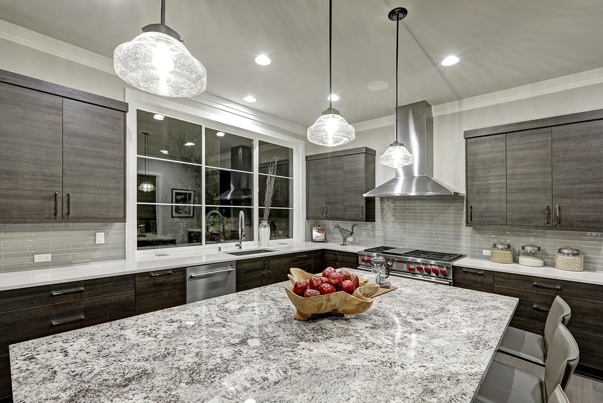 White quartz and granite countertop samples