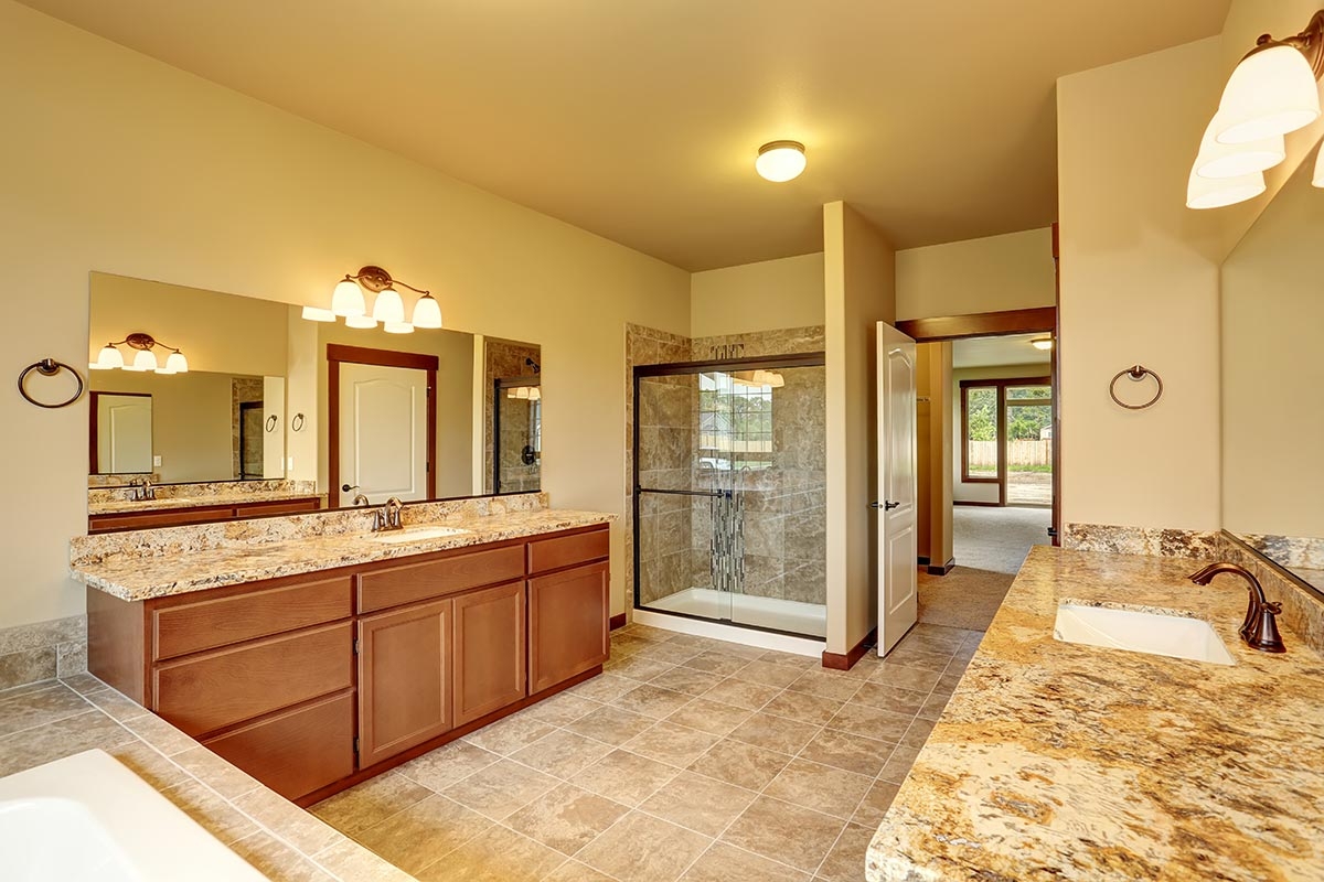 Bathroom granite countertops with vanity cabinets